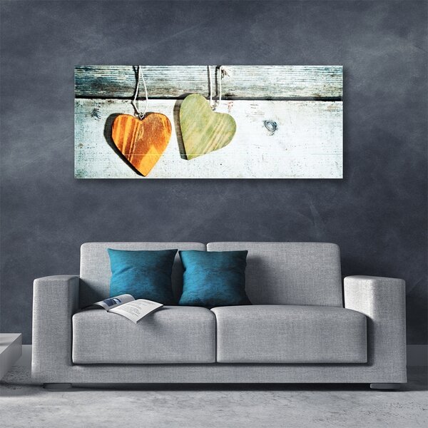 Quadro di vetro Arte del cuore in legno 100x50 cm 2 appendini