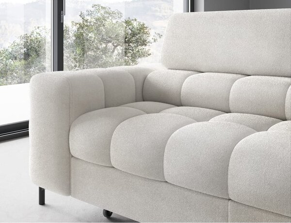 Divano angolare color crema allungabile/con contenitore (con penisola a destra/a L) con rivestimento in bouclé Ferucce – ELTAP