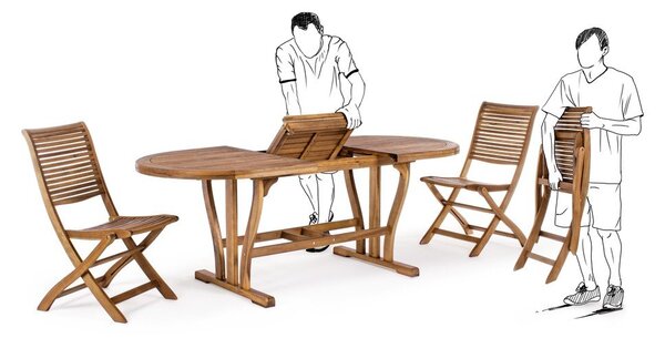 Sedia da esterno di colore naturale in legno massiccio Noemi – Bizzotto
