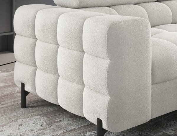 Divano angolare color crema allungabile/con contenitore (con penisola a destra/a L) con rivestimento in bouclé Ferucce – ELTAP
