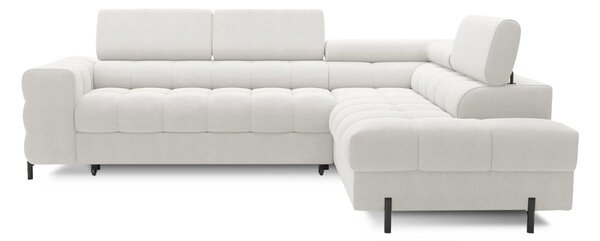 Divano angolare color crema allungabile/con contenitore (con penisola a destra/a L) con rivestimento in bouclé Ferucce – ELTAP