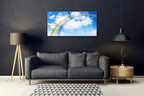 Quadro su vetro Cielo arcobaleno Nuvole Natura 100x50 cm 2 appendini