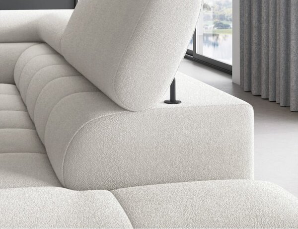 Divano angolare color crema allungabile/con contenitore (con penisola a destra/a L) con rivestimento in bouclé Ferucce – ELTAP