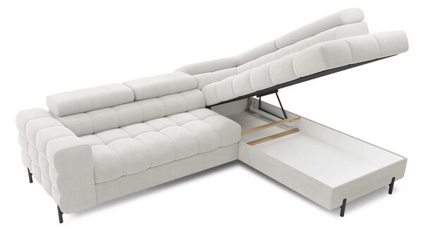 Divano angolare color crema allungabile/con contenitore (con penisola a destra/a L) con rivestimento in bouclé Ferucce – ELTAP