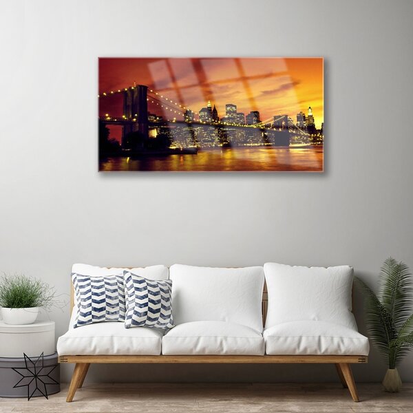 Quadro di vetro Architettura a ponte 100x50 cm 2 appendini