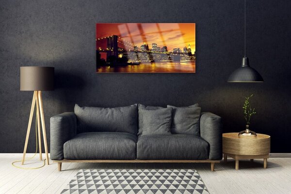 Quadro di vetro Architettura a ponte 100x50 cm 2 appendini