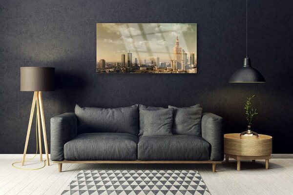 Quadro in vetro Case di città 100x50 cm 2 appendini