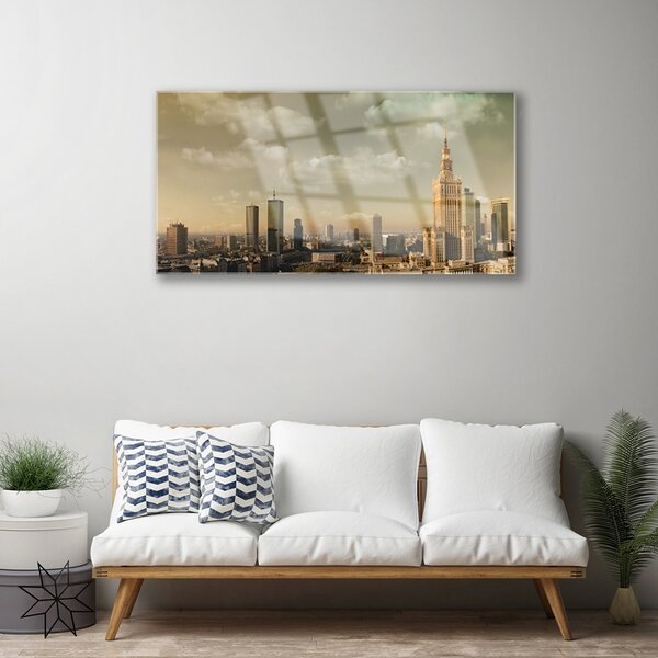 Quadro in vetro Case di città 100x50 cm 2 appendini