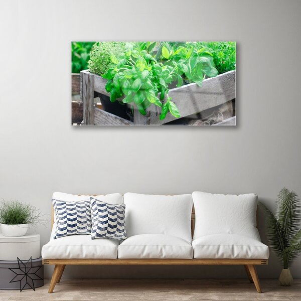 Quadro di vetro Foglia Natura Pianta 100x50 cm 2 appendini