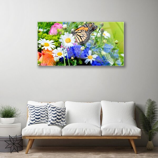 Quadro di vetro Fiori Pianta naturale 100x50 cm 2 appendini