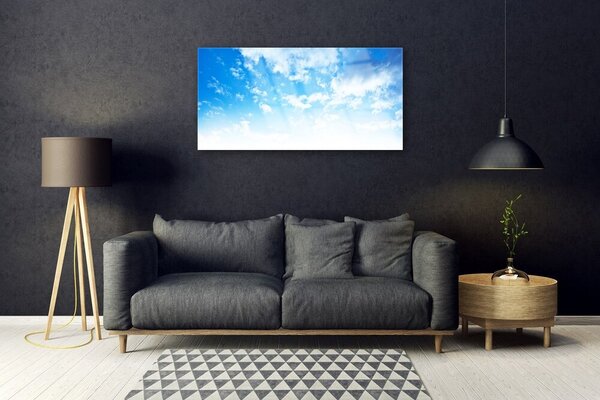 Quadro vetro Cielo Nuvole Paesaggio 100x50 cm 2 appendini