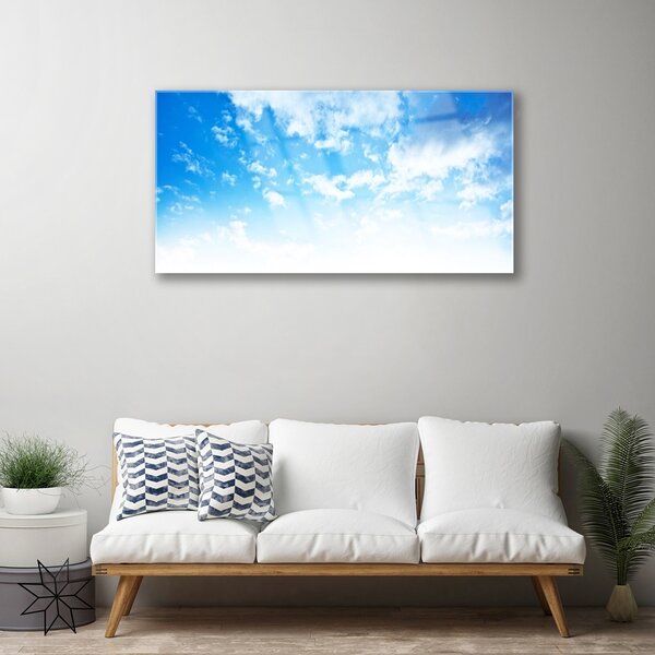 Quadro vetro Cielo Nuvole Paesaggio 100x50 cm 2 appendini