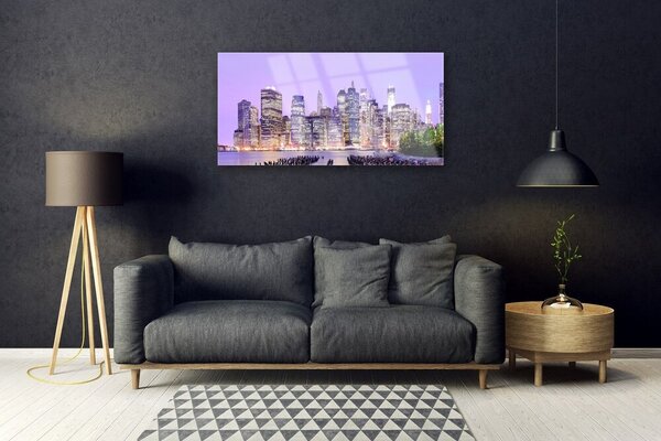 Quadro in vetro Case di città 100x50 cm 2 appendini