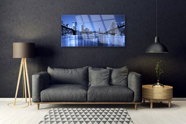Quadro in vetro Architettura del ponte della città 100x50 cm 2 appendini
