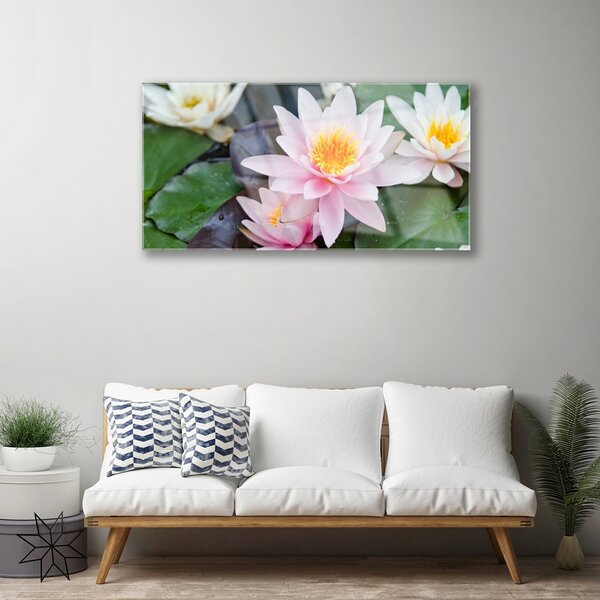 Quadro in vetro Fiori Pianta naturale 100x50 cm 2 appendini