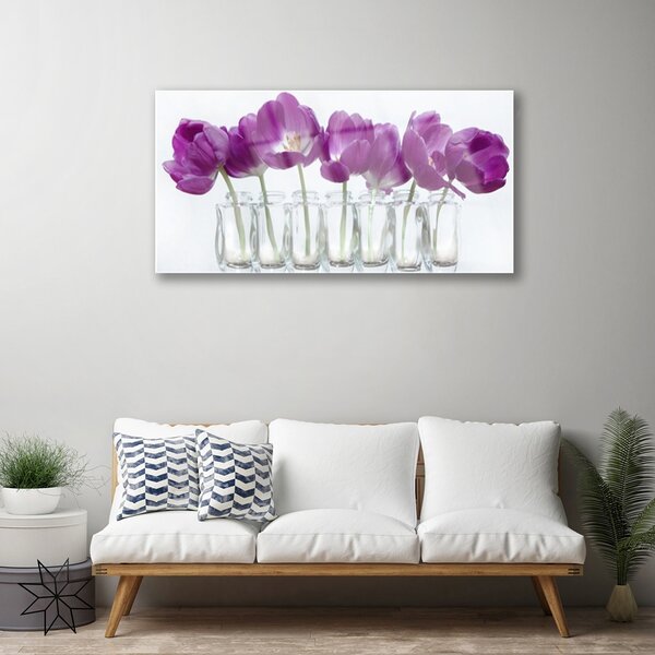 Quadro in vetro Fiori Pianta naturale 100x50 cm 2 appendini