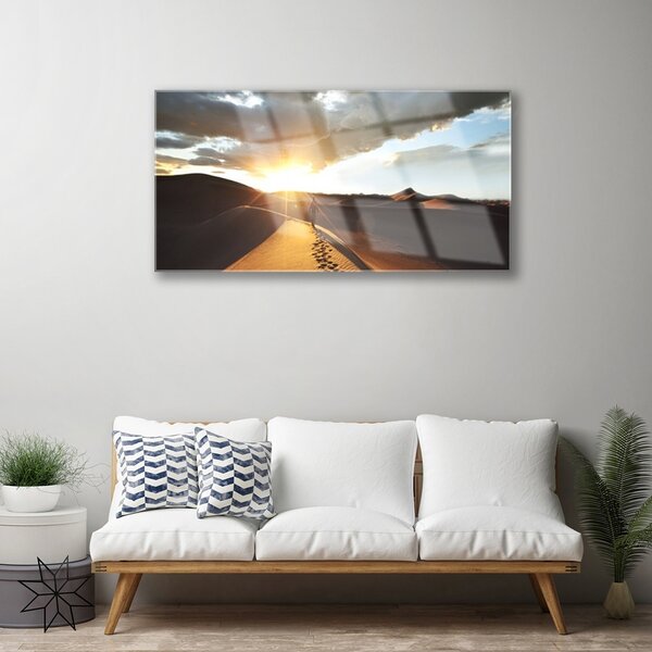 Quadro in vetro Sabbia per paesaggi del deserto 100x50 cm 2 appendini