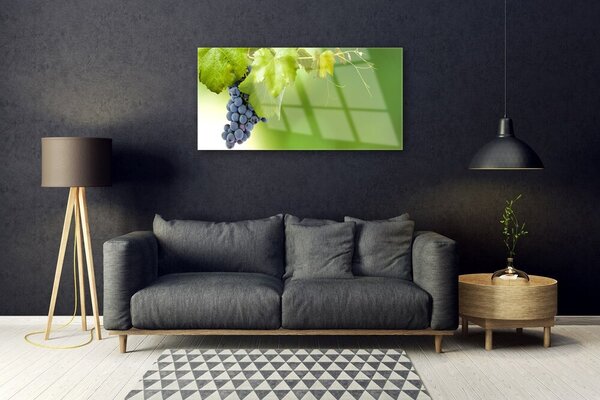 Quadro su vetro Cucina Foglie d'Uva 100x50 cm 2 appendini