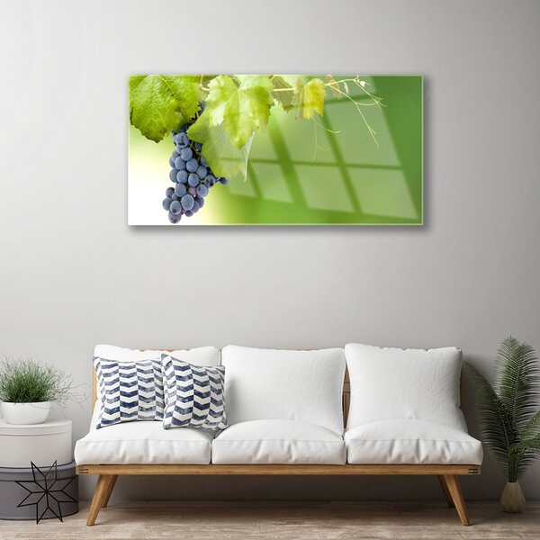 Quadro su vetro Cucina Foglie d'Uva 100x50 cm 2 appendini