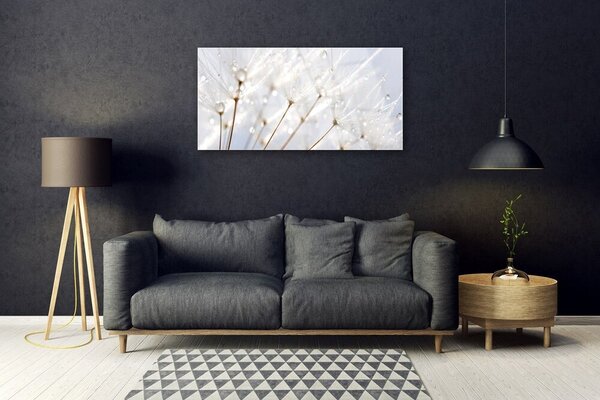 Quadro su vetro Pianta di dente di leone 100x50 cm 2 appendini