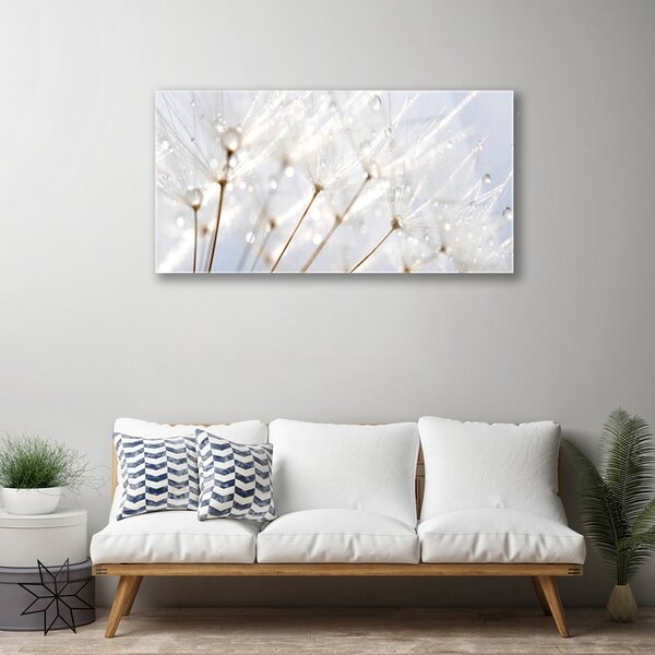 Quadro su vetro Pianta di dente di leone 100x50 cm 2 appendini