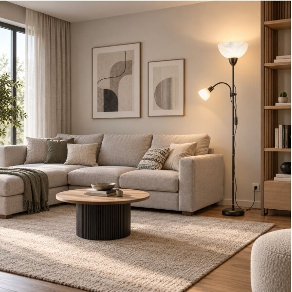 Rabalux 74109 - Lampada da terra ACTION PRO 1xE27/60W/230V + 1xE14/25W nera
