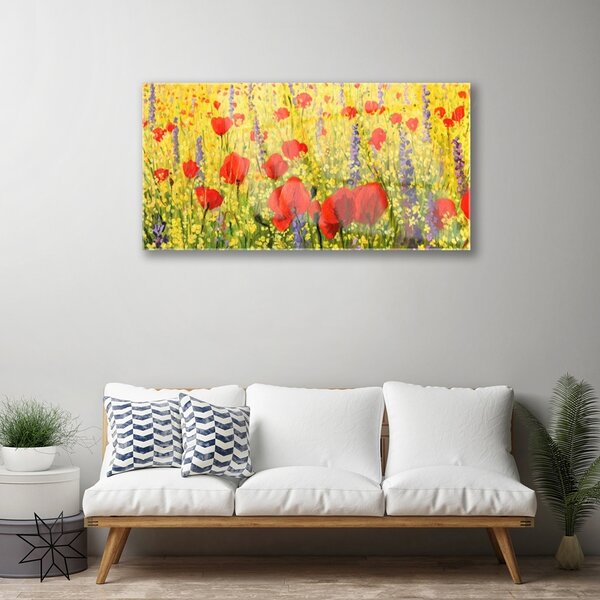Quadro in vetro Fiori Pianta naturale 100x50 cm 2 appendini