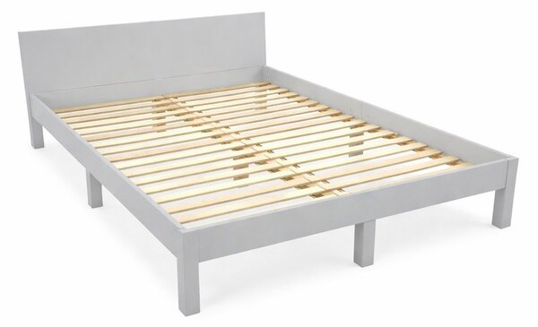 Letto matrimoniale in legno di faggio grigio chiaro con griglia 140x200 cm Dabi - Ragaba