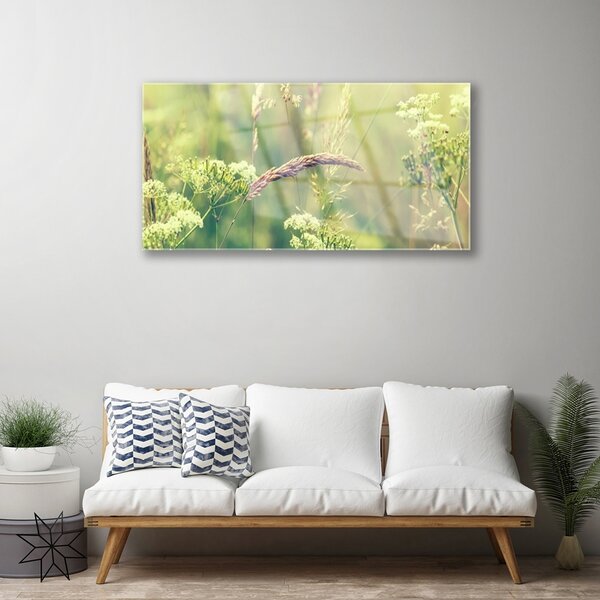 Quadro in vetro Piante selvatiche Natura 100x50 cm 2 appendini