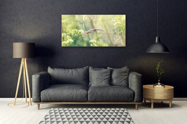 Quadro in vetro Piante selvatiche Natura 100x50 cm 2 appendini
