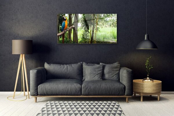 Quadro su vetro Albero dei pappagalli Natura 100x50 cm 2 appendini