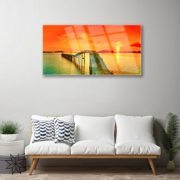 Quadro in vetro Architettura del mare a ponte 100x50 cm 2 appendini