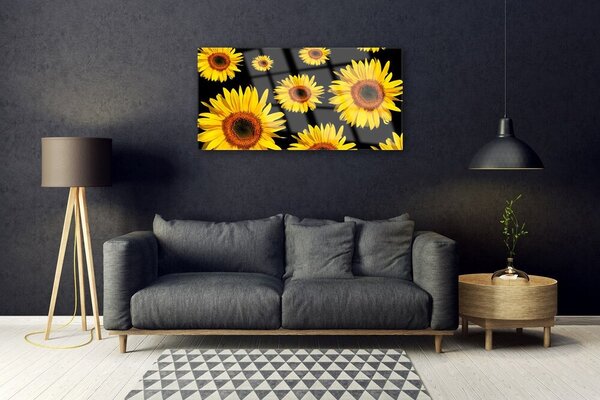 Quadro vetro Girasoli Natura Pianta 100x50 cm 2 appendini