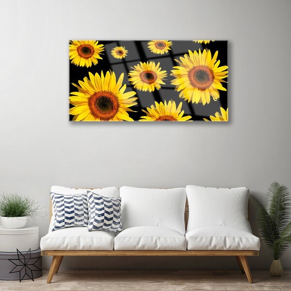 Quadro vetro Girasoli Natura Pianta 100x50 cm 2 appendini