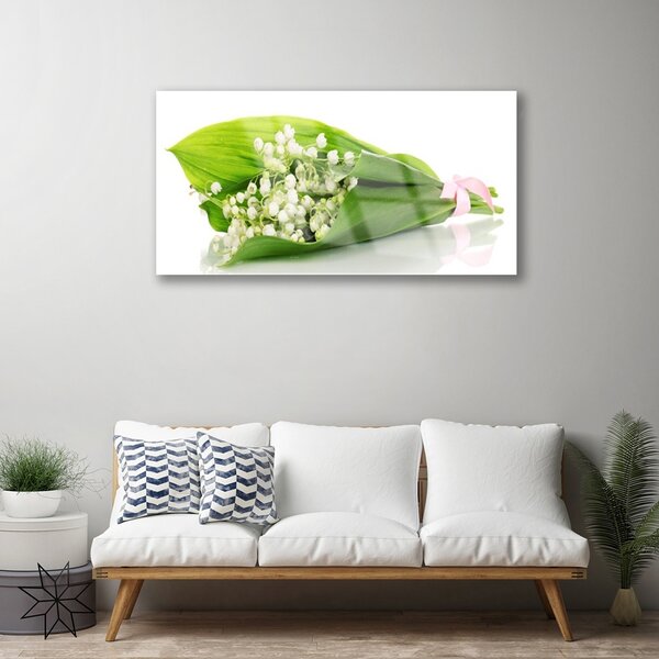 Quadro in vetro Fiori Pianta naturale 100x50 cm 2 appendini