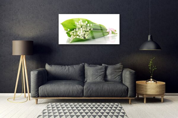 Quadro in vetro Fiori Pianta naturale 100x50 cm 2 appendini