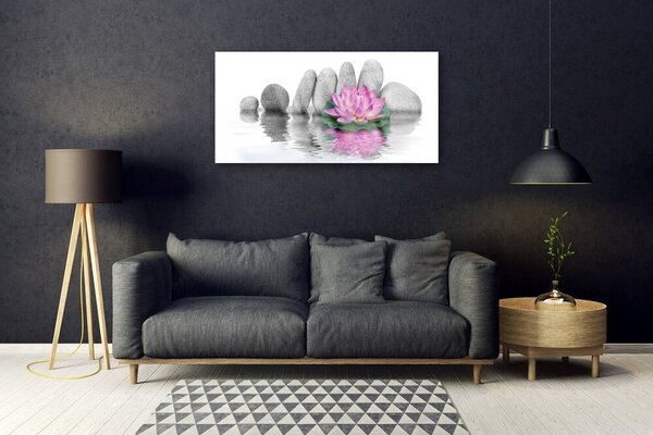 Quadro vetro Pietre di fiori d'arte 100x50 cm 2 appendini