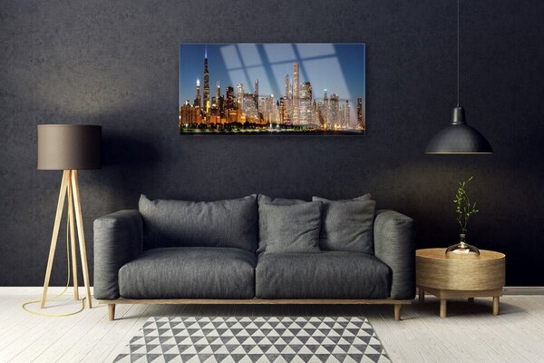 Quadro in vetro Case di città 100x50 cm 2 appendini