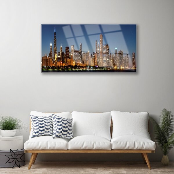 Quadro in vetro Case di città 100x50 cm 2 appendini