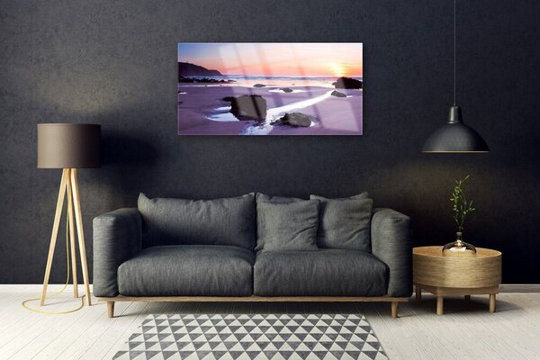 Quadro su vetro Paesaggio della spiaggia 100x50 cm 2 appendini