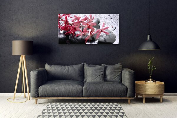 Quadro in vetro Pietre di fiori d'arte 100x50 cm 2 appendini