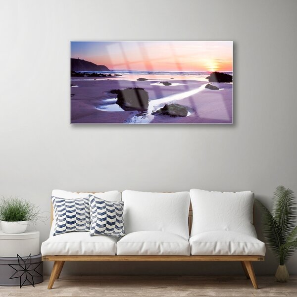 Quadro su vetro Paesaggio della spiaggia 100x50 cm 2 appendini