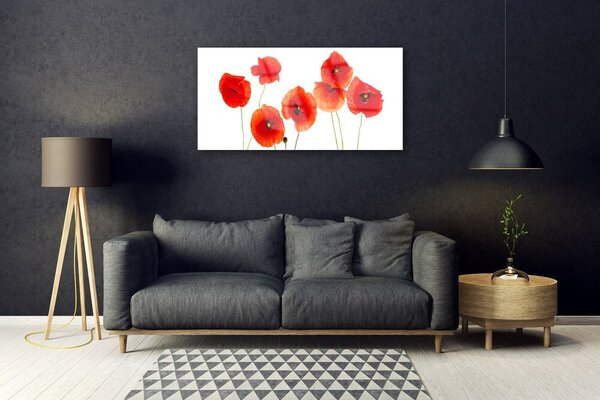 Quadro vetro Papaveri Pianta Naturale 100x50 cm 2 appendini