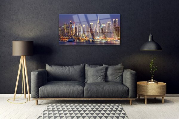 Quadro in vetro Case di città Grattacieli 100x50 cm 2 appendini