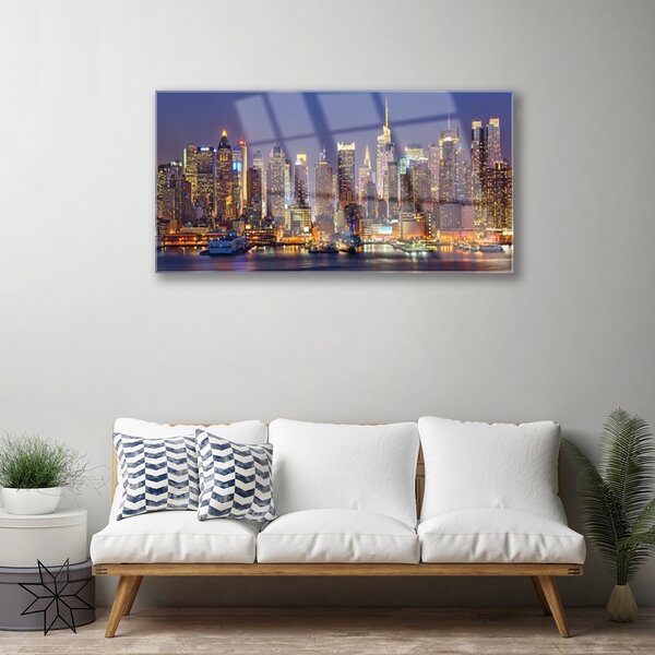 Quadro in vetro Case di città Grattacieli 100x50 cm 2 appendini