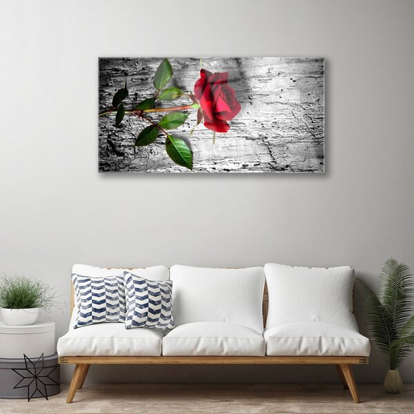 Quadro vetro Fiore di rosa pianta naturale 100x50 cm