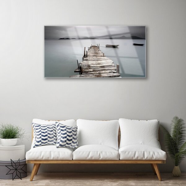 Quadro su vetro Architettura del mare a ponte 100x50 cm 2 appendini