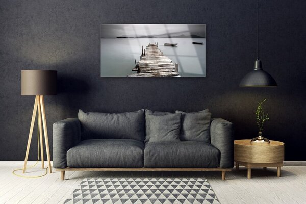 Quadro su vetro Architettura del mare a ponte 100x50 cm 2 appendini