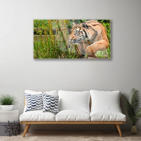 Quadro su vetro Animali tigre 100x50 cm 2 appendini