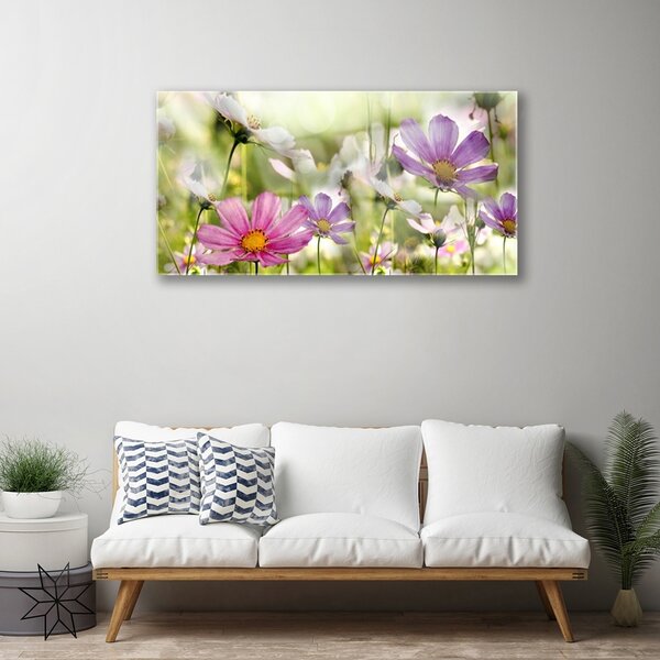 Quadro in vetro Fiori Pianta naturale 100x50 cm 2 appendini